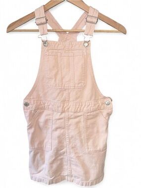 H&M Girls Light Pink Cotton Pinafore Overall Dress